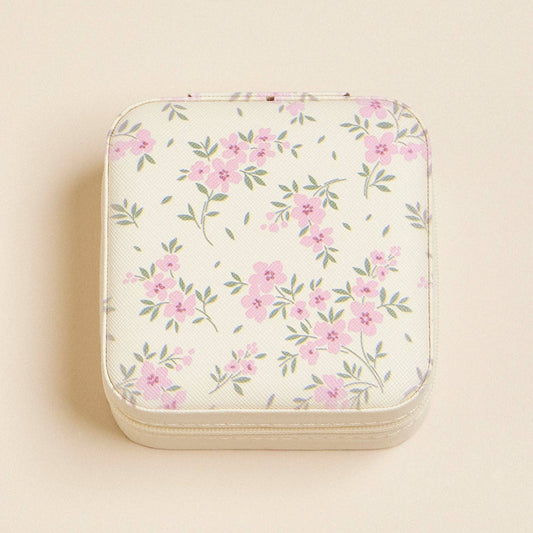 Multi Color Flower Pattern Jewelry Box -Travel Size