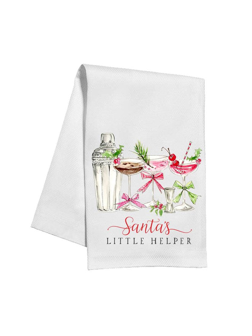 Santa's Little Helper Christmas Cocktails Kitchen Towel