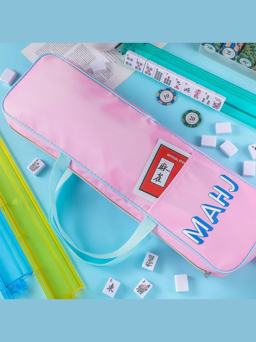 Mahj Rack Bag - Pink / Blue Piping