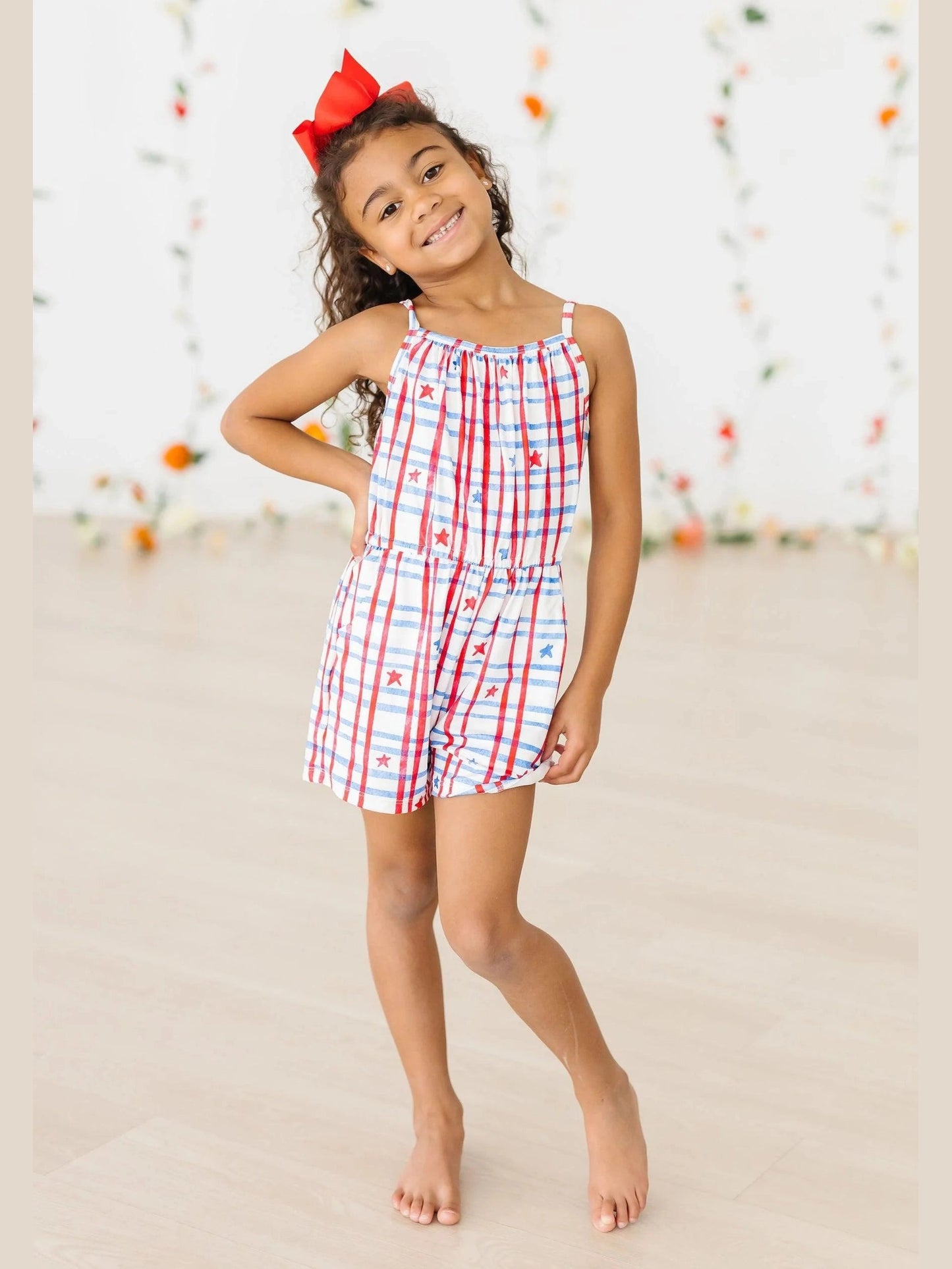 Patriotic Plaid Strappy Play Romper