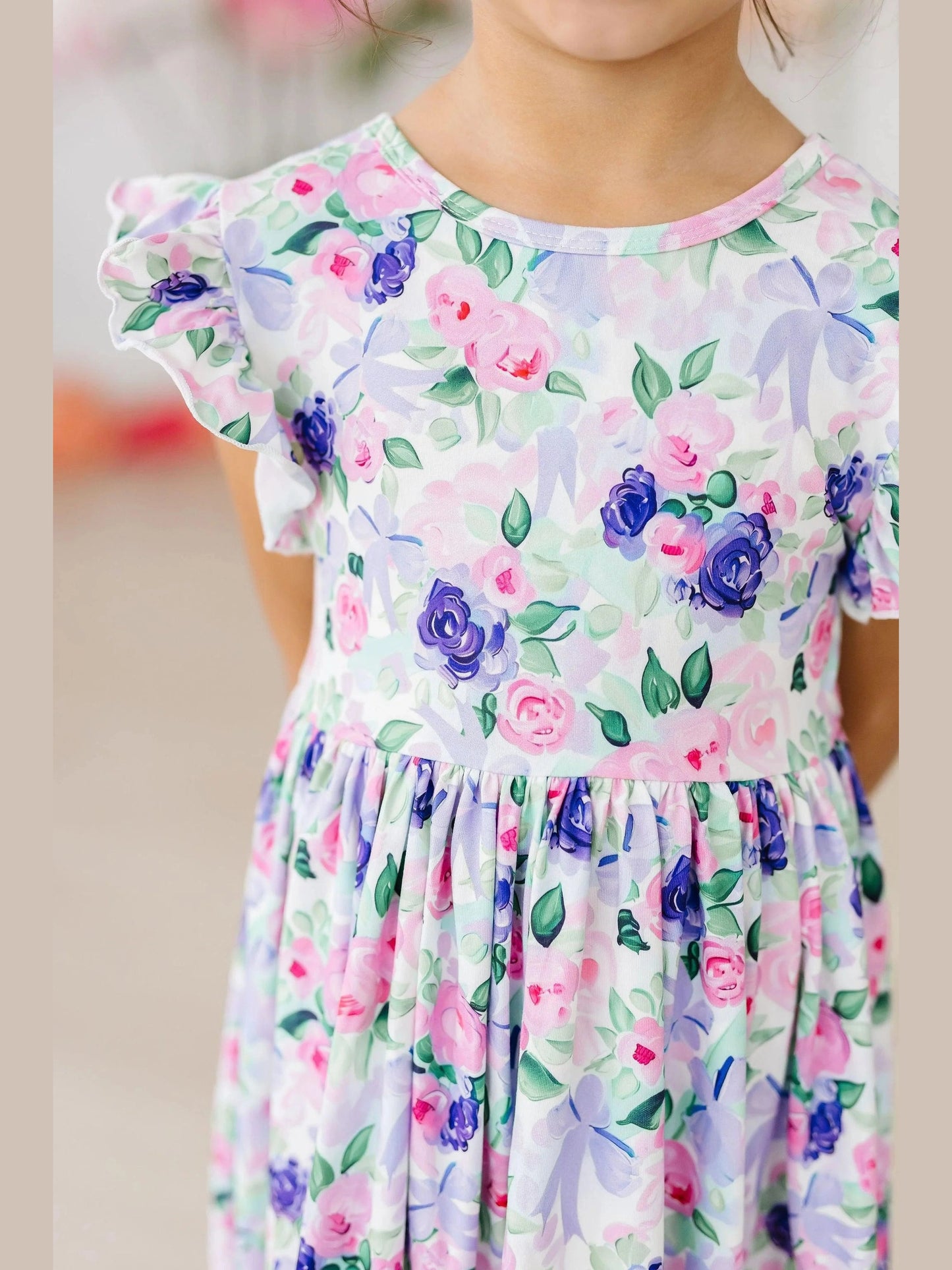 Lavender Love Flutter Sleeve Twirl Dress