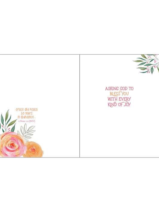 With Scripture Birthday Greeting Card - Corner Blooms