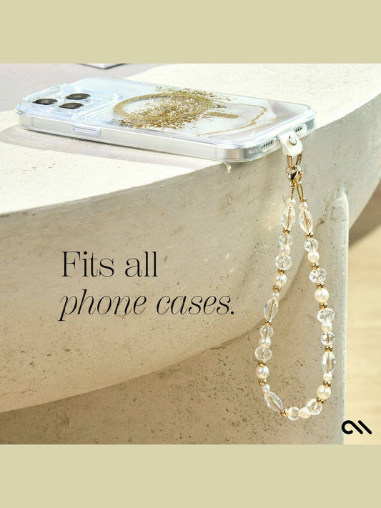 Crystal Pearl Gold Phone Charm