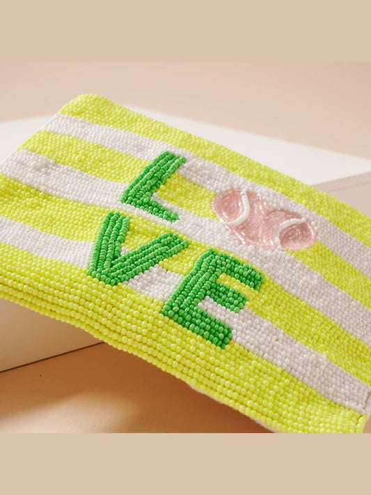 Love Tennis Beaded Coin Pouch