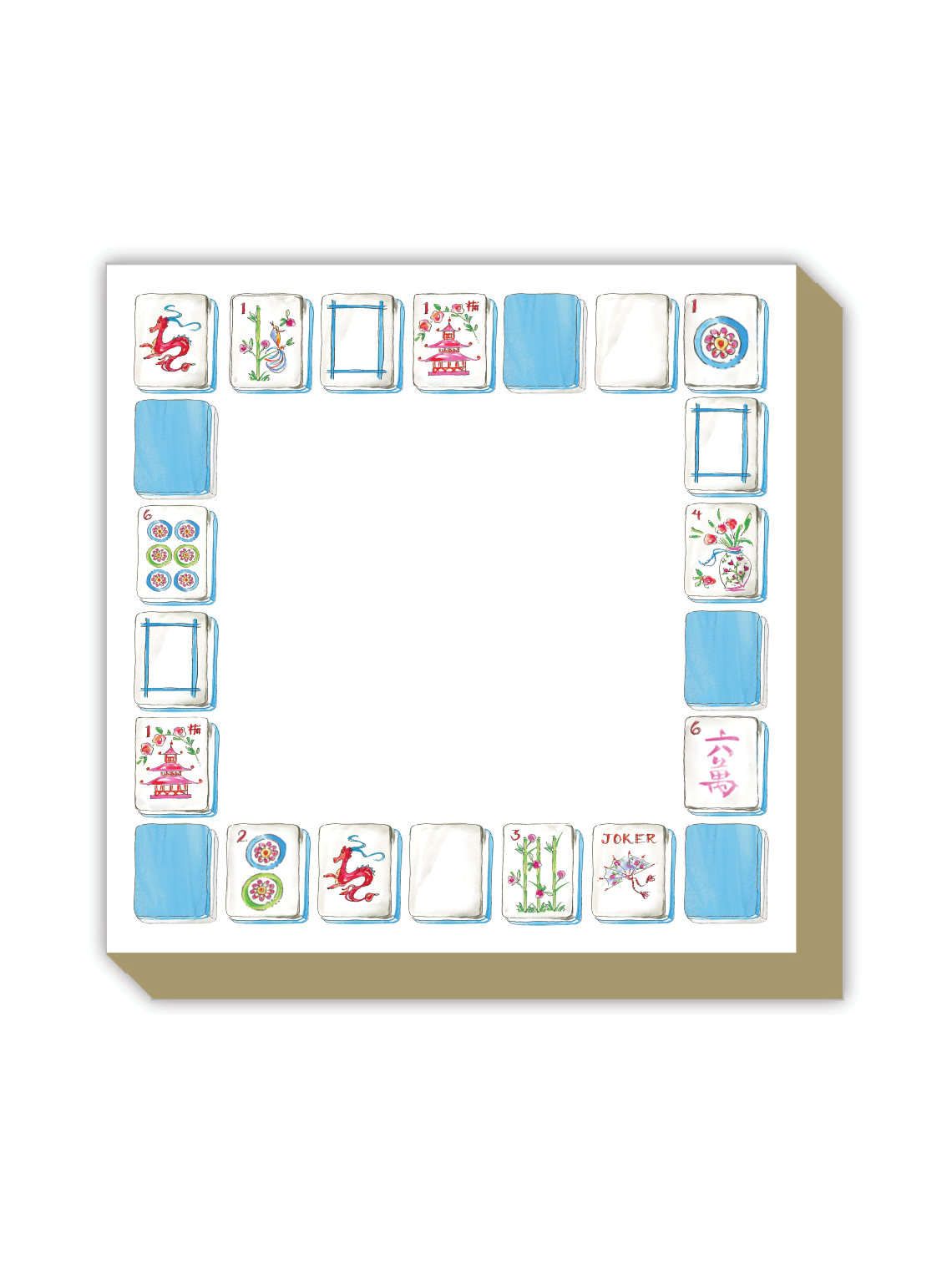 Handpainted Mahjong Tiles Luxe Notepad