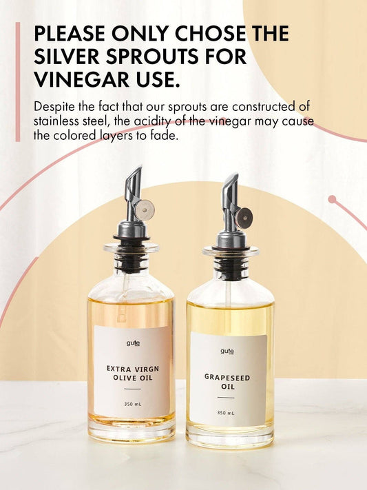 Olive Oil & Vinegar Cruet Dispensers - Stopper Color Varies