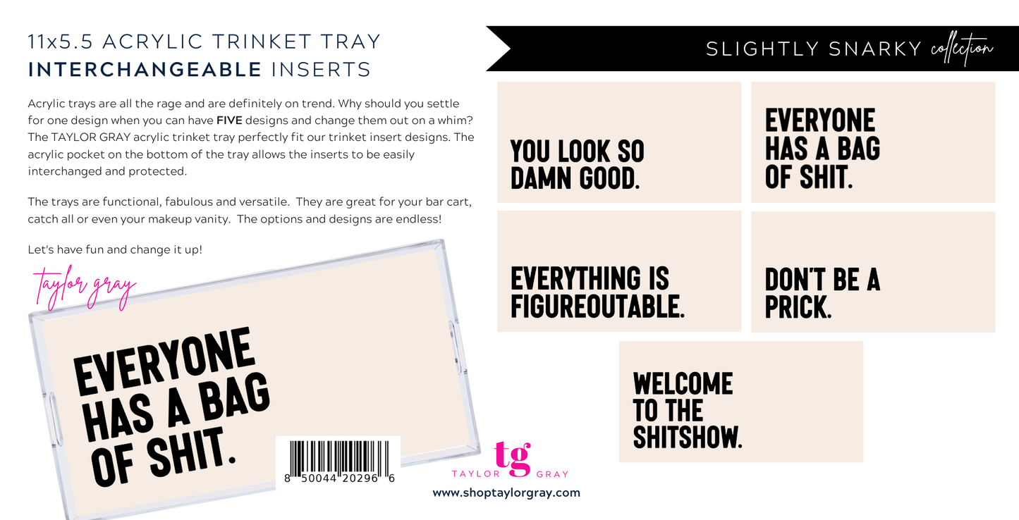 5.5x11 SLIGHTLY SNARKY trinket tray insert set of 5