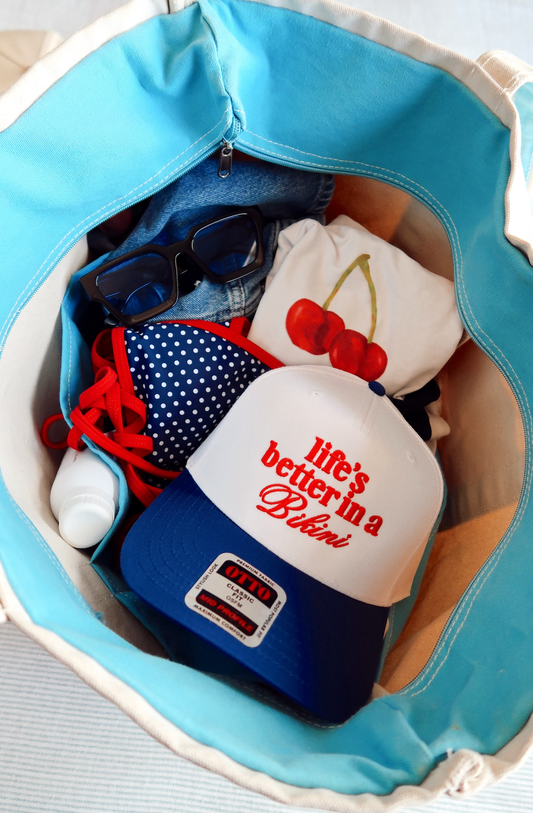 Life's Better In A Bikini Royal/White Hat