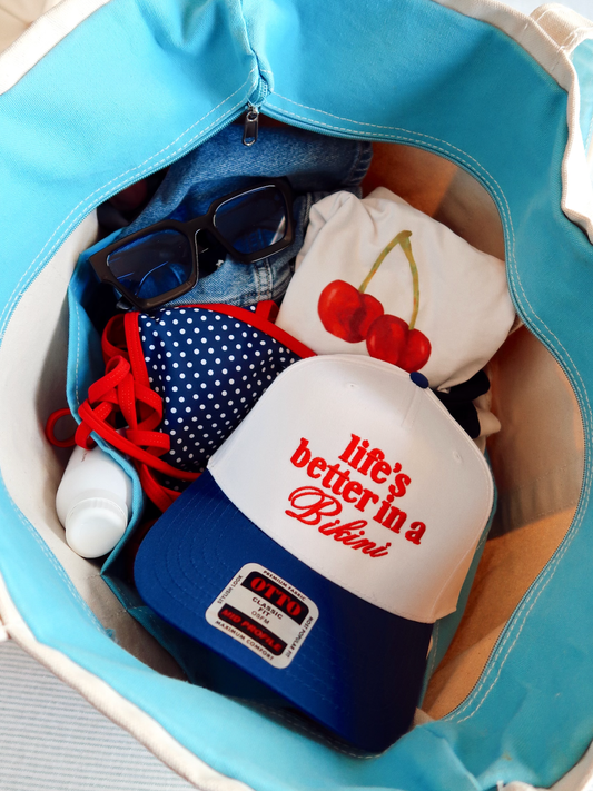 Life's Better In A Bikini Royal/White Hat
