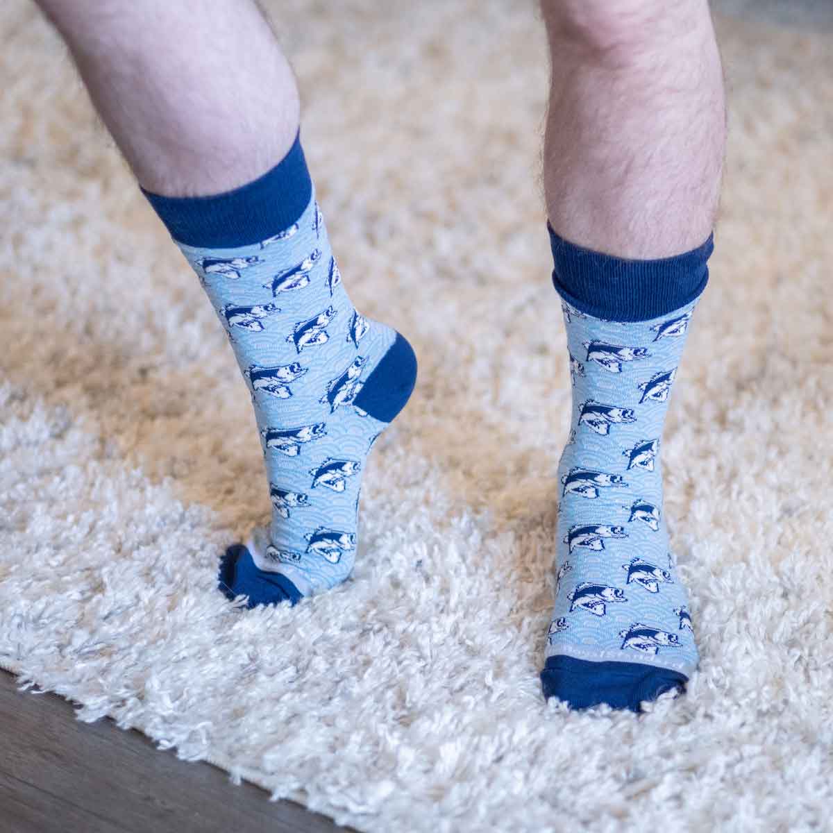 Aqua I'd Rather be Fishing Socks - Fun & Comfortable