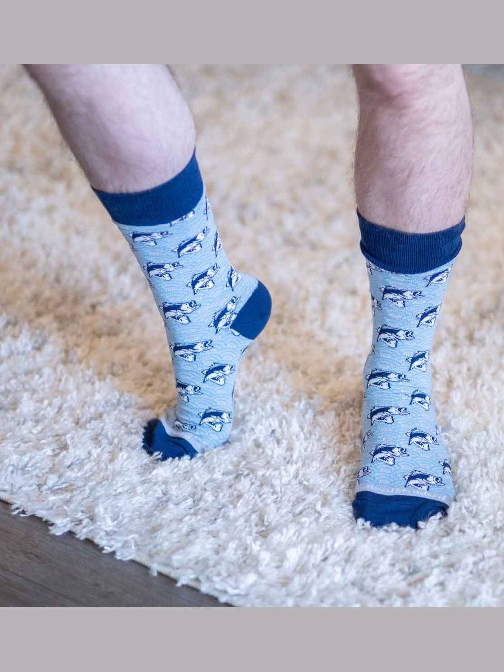Aqua I'd Rather be Fishing Socks - Fun & Comfortable