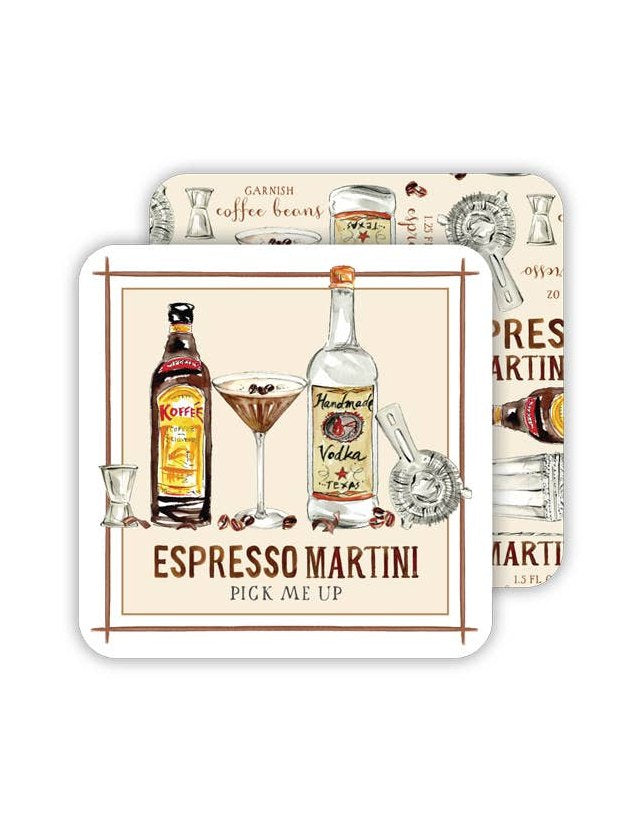 Handpainted Pick me up Espresso Martini Square Coaster