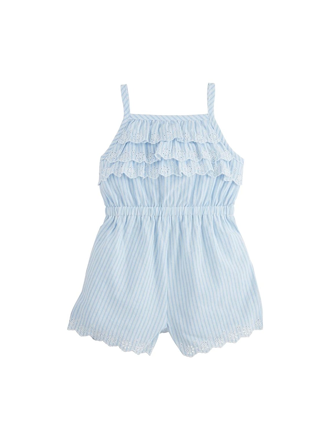 Blue Stripe Eyelet Romper