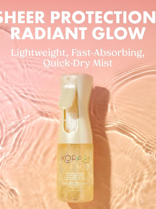 Kopari Golden Sunglaze Sheer Body Mist Sunscreen SPF 50, Infused with Shimmering Body Oil