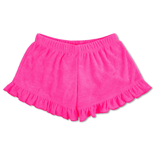 Hot Pink Terry Ruffled Shorts