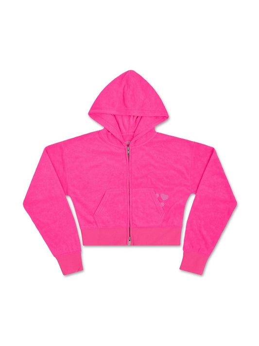 Hot Pink Terry Cropped Jacket