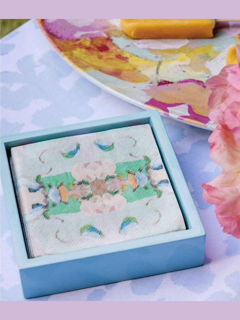 Light Blue Bamboo Cocktail Napkin Holder