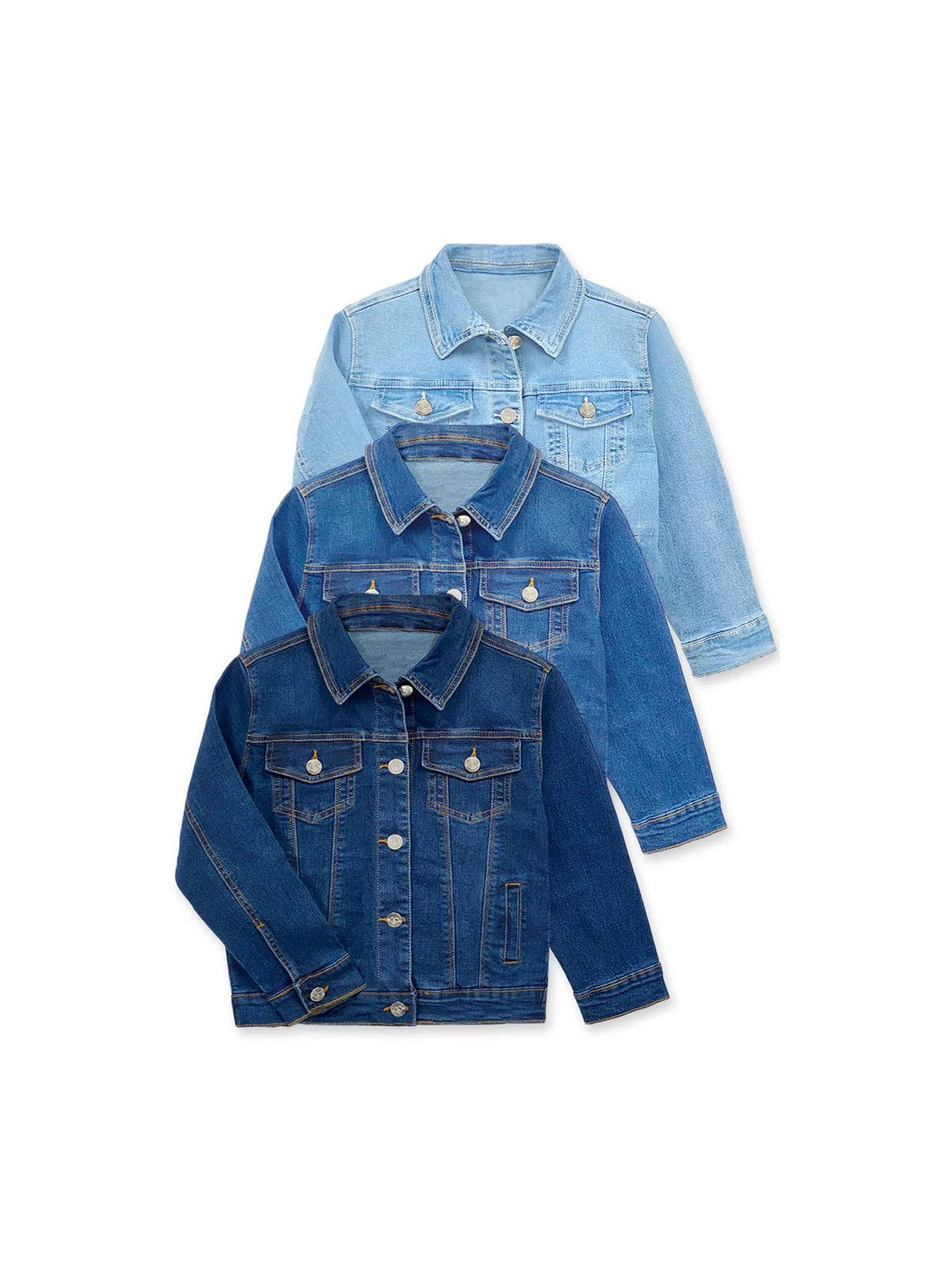Girl's Stretch Denim Jacket Basic Cut