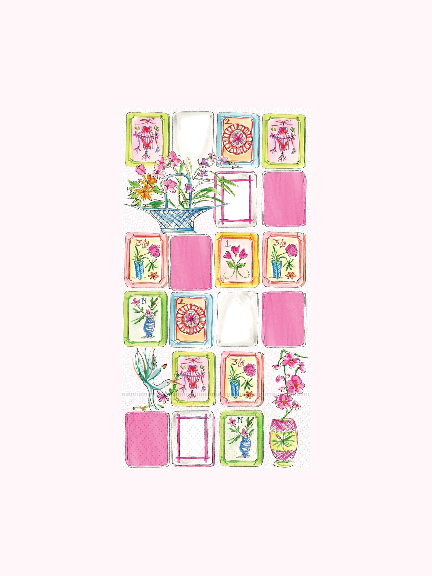 Paper Guest Towels 16 Ct Mahjong Pink Rosanne Beck