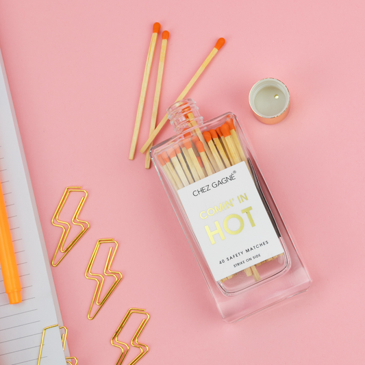 Coming In Hot - Glass Bottle Matches, Orange, Funny Gift