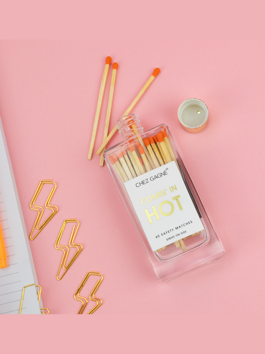 Coming In Hot - Glass Bottle Matches, Orange, Funny Gift