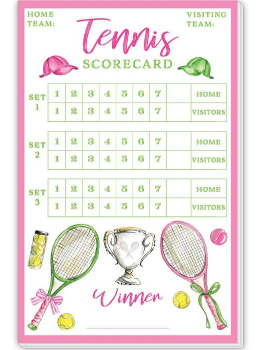Hand Painted Pink Tennis Scorecard Large Notepad