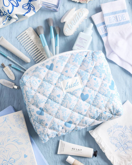 Quilted Cosmetic Bag | bridal, bachelorette, something blue