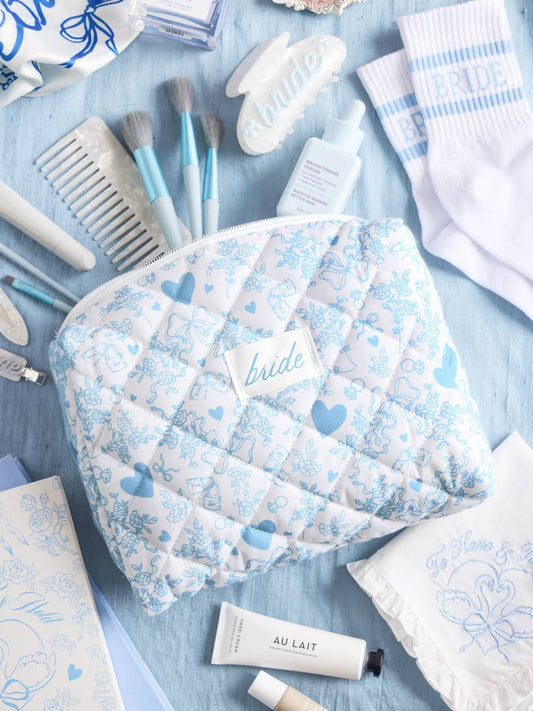 Quilted Cosmetic Bag | bridal, bachelorette, something blue