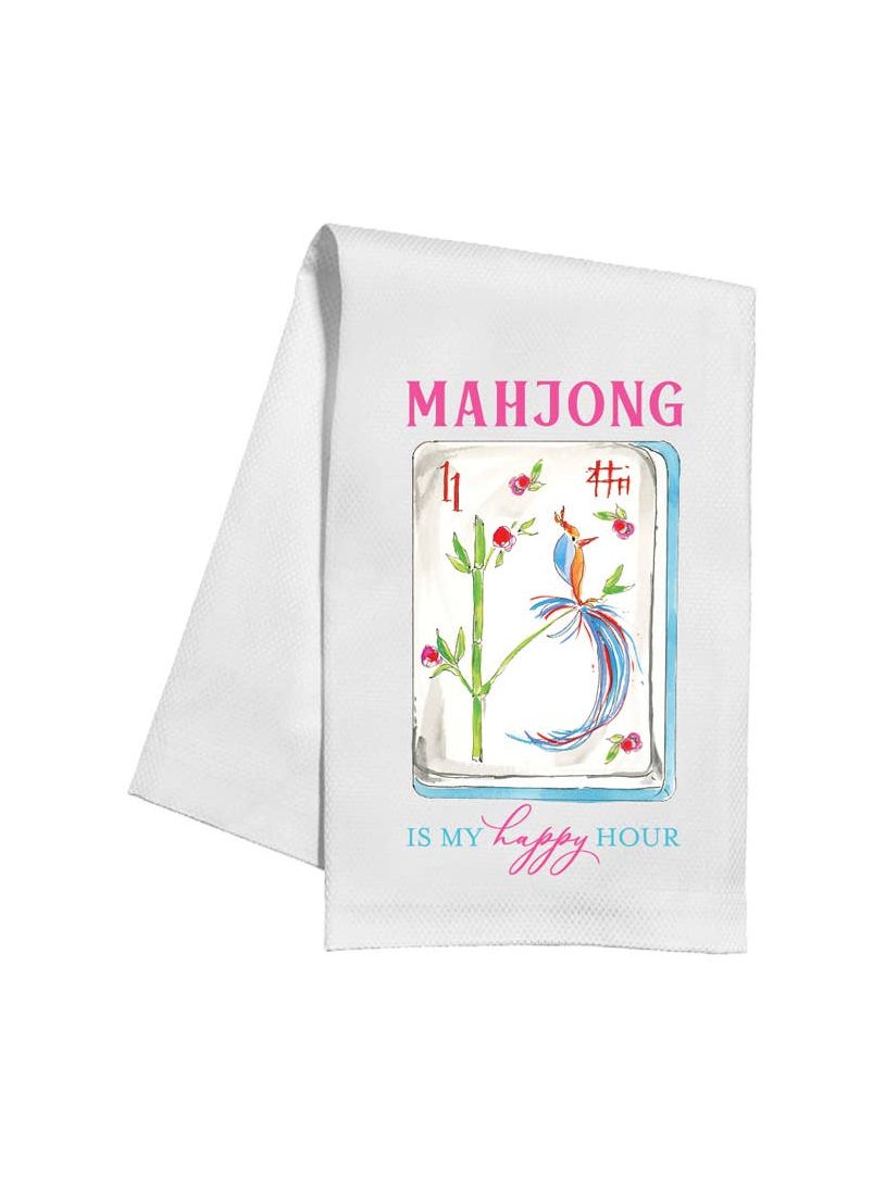 Handpainted Mahjong is my Happy Hour Kitchen Towel