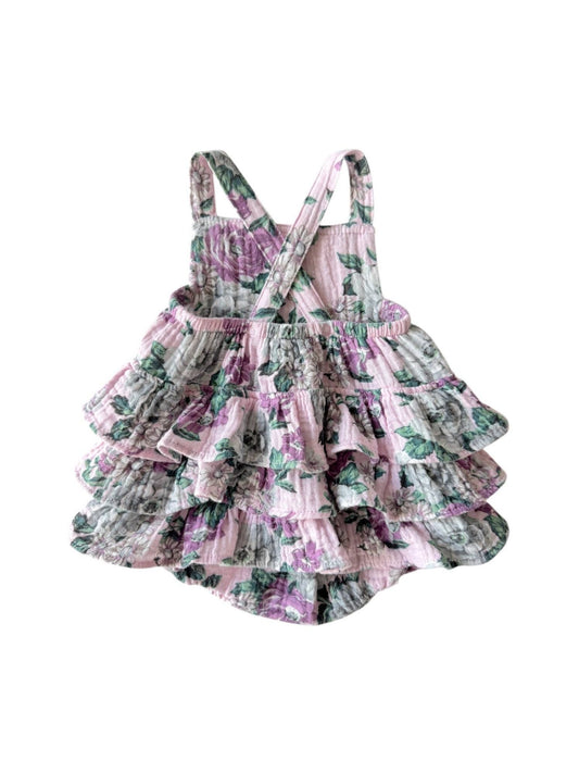 Muslin Ruffle Sunsuit, Blissful Blossoms
