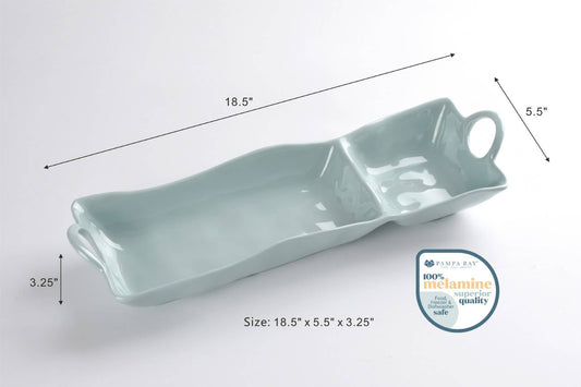 Chip & Dip Melamine Tray - Aqua