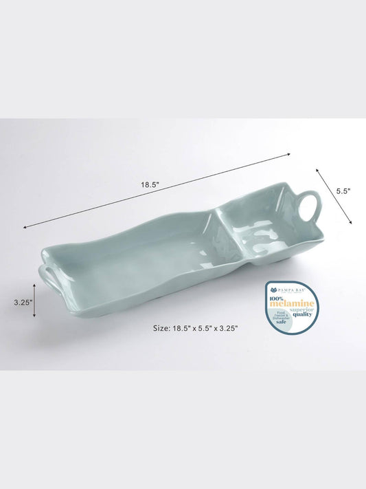 Chip & Dip Melamine Tray - Aqua