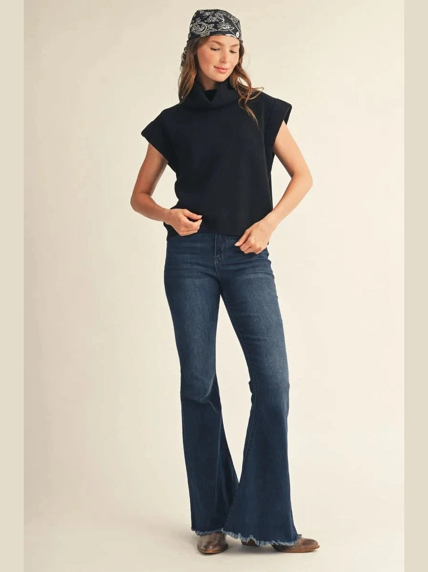 Black Cap Sleeve Sweater
