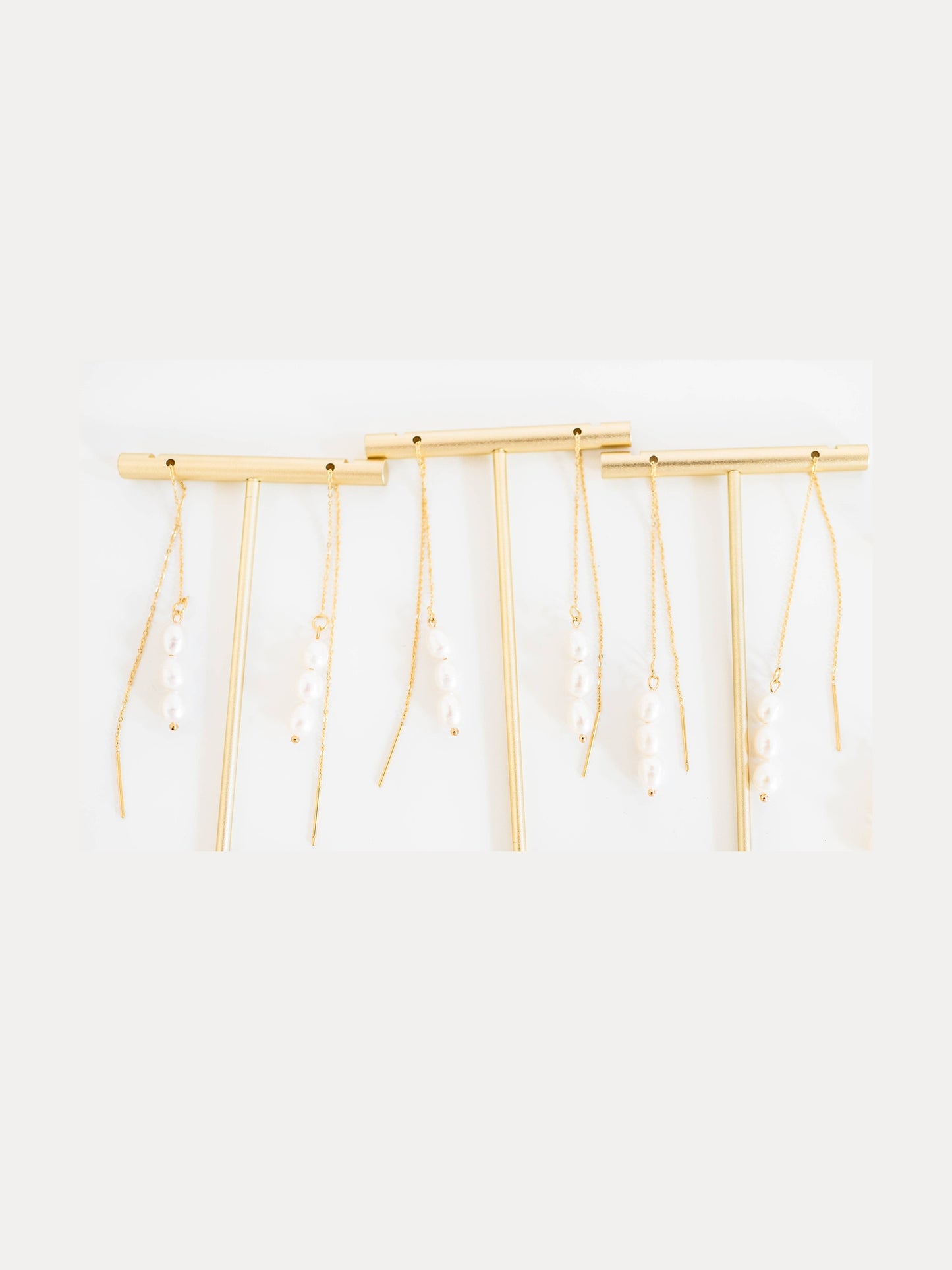Skinny Pearl Statement Threader Earrings