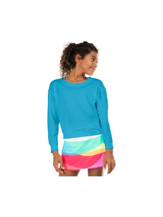 Girls' UV 50+ Lightweight Throwover - Hype Long Sleeve - Parrot Blue