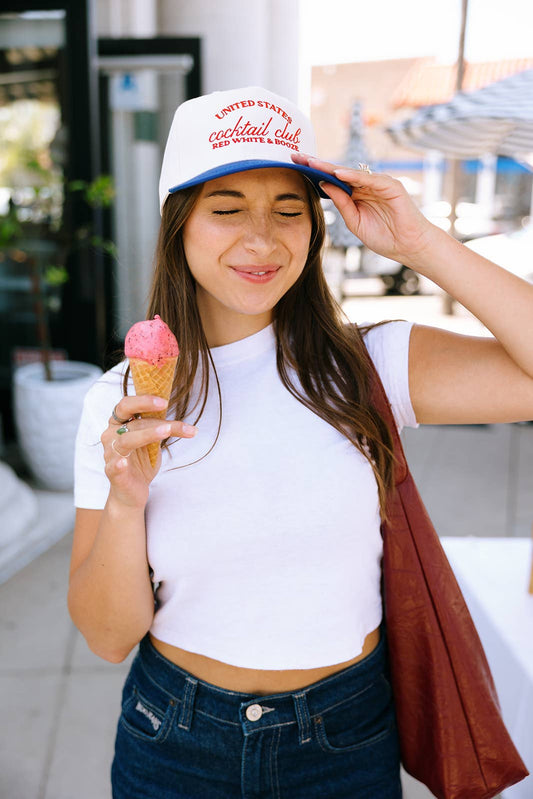 United States Cocktail Club- Royal/Natural 4th Of July Hat