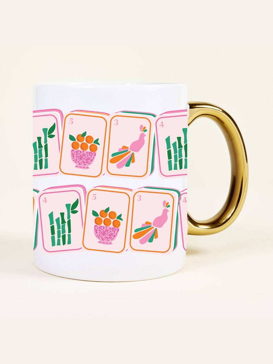 11 oz Cozy Cute Ceramic Mug–Mahjong Tiles