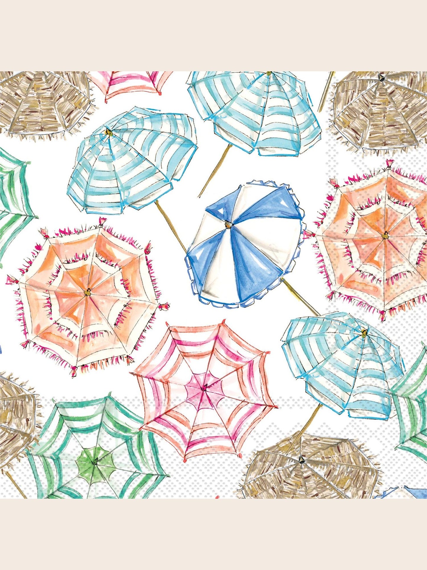 Paper Cocktail Napkins 20 Ct Coral Umbrella Pattern