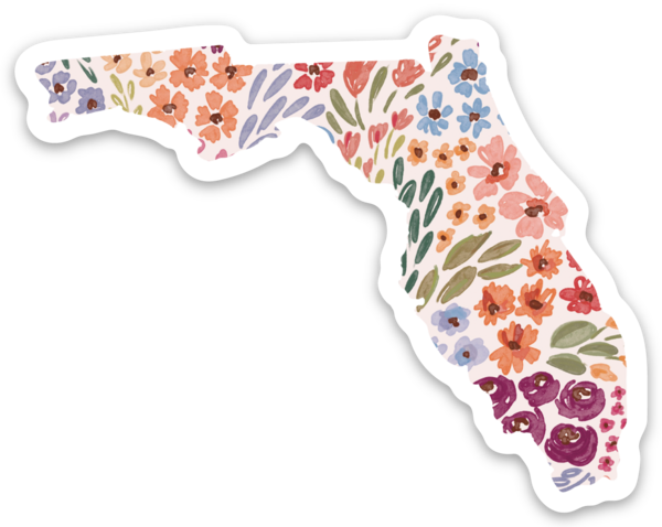Florida Floral State Sticker 3x3in.