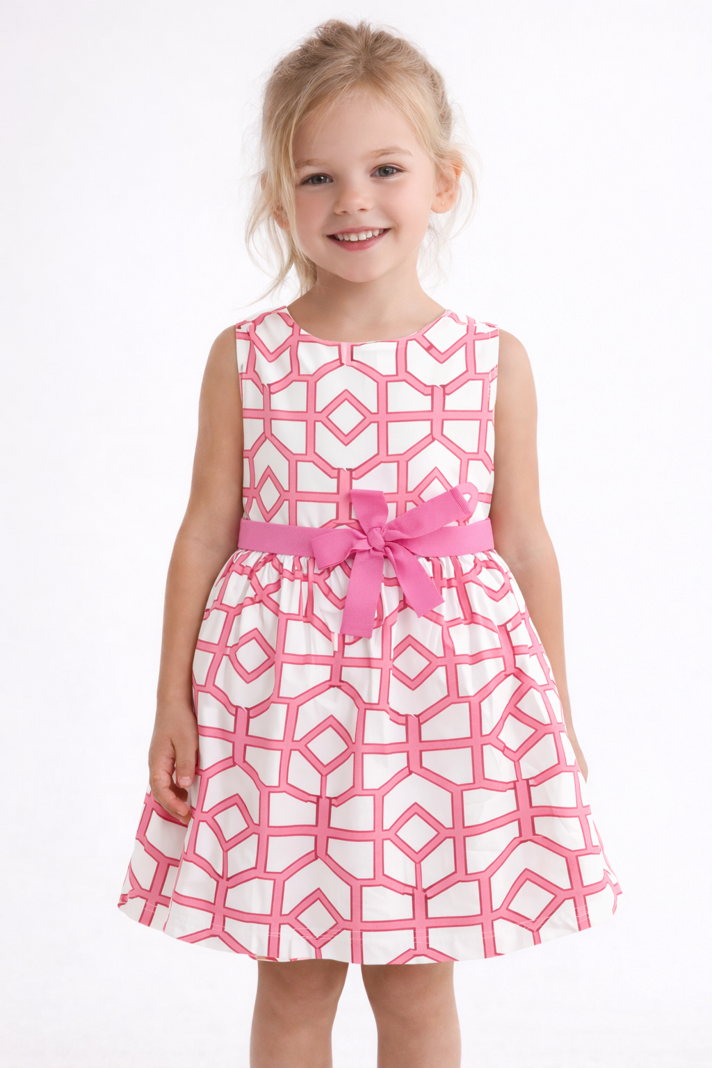 Little Girls Trellis Print Dress