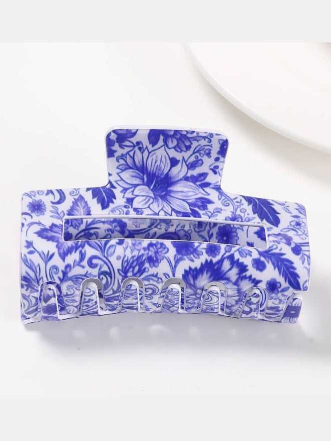 VINTAGE PORCELAIN STYLE RECTANGLE HAIR CLAW CLIPS