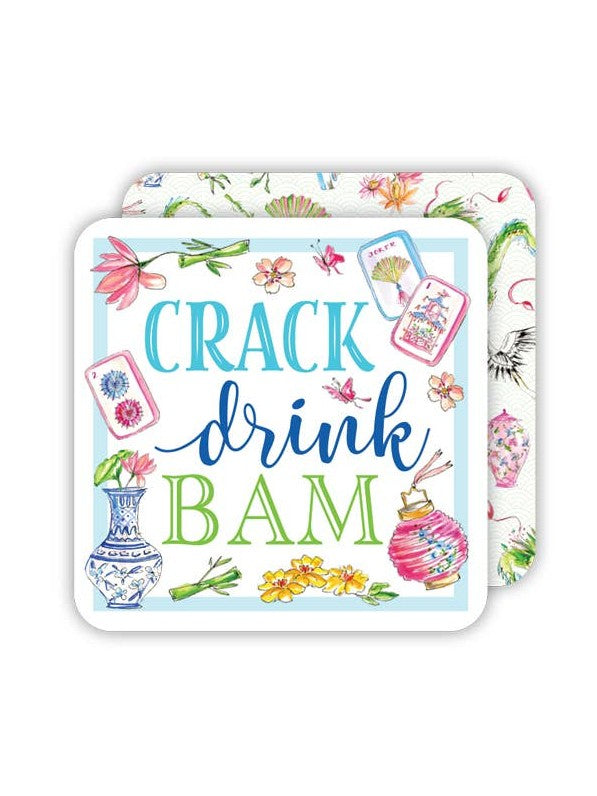 Crack Drink Bam Mahjong Icons Square Coasters