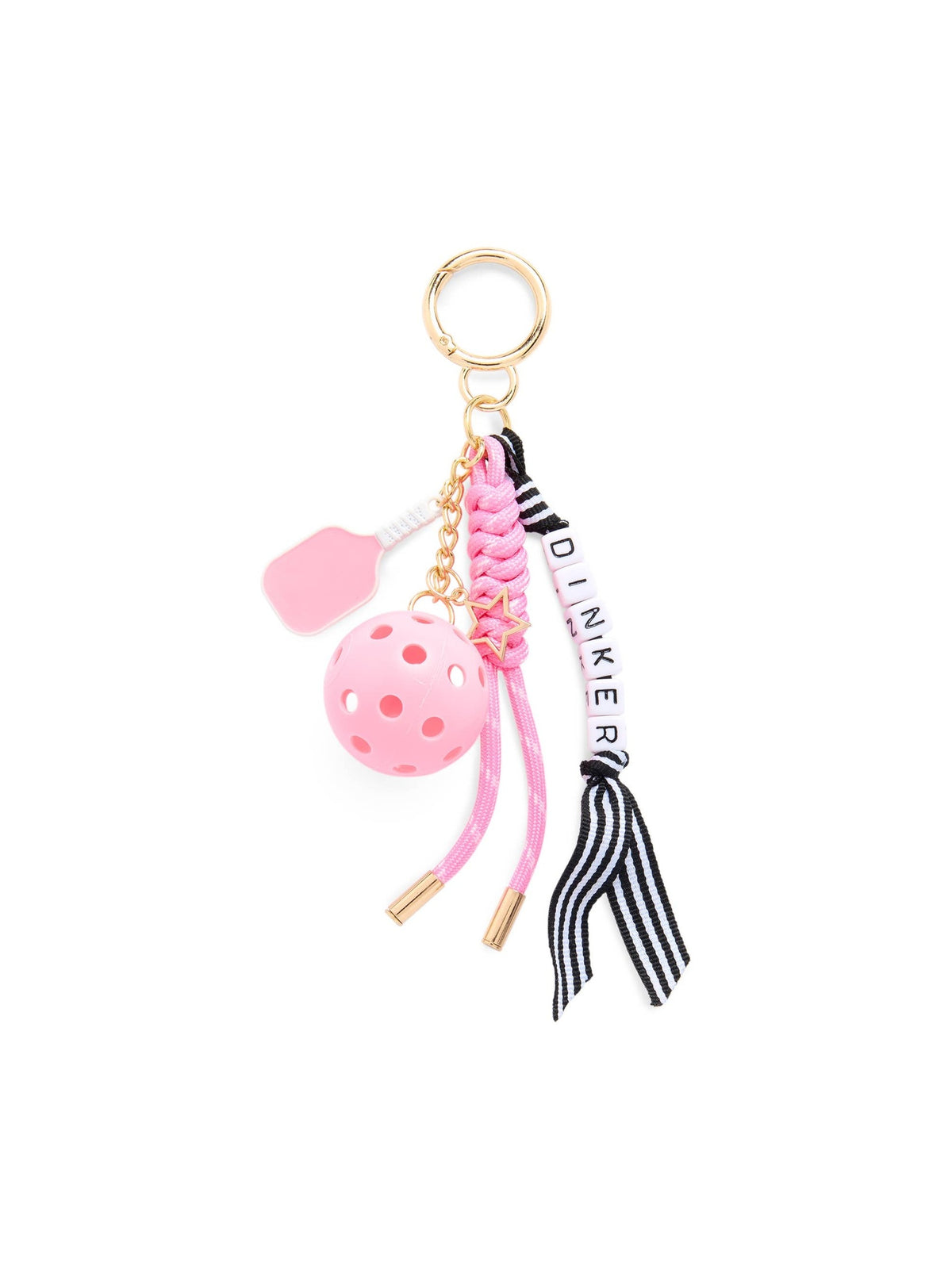 "DINKER" PICKLEBALL BAG CHARM/KEY RING, PINK