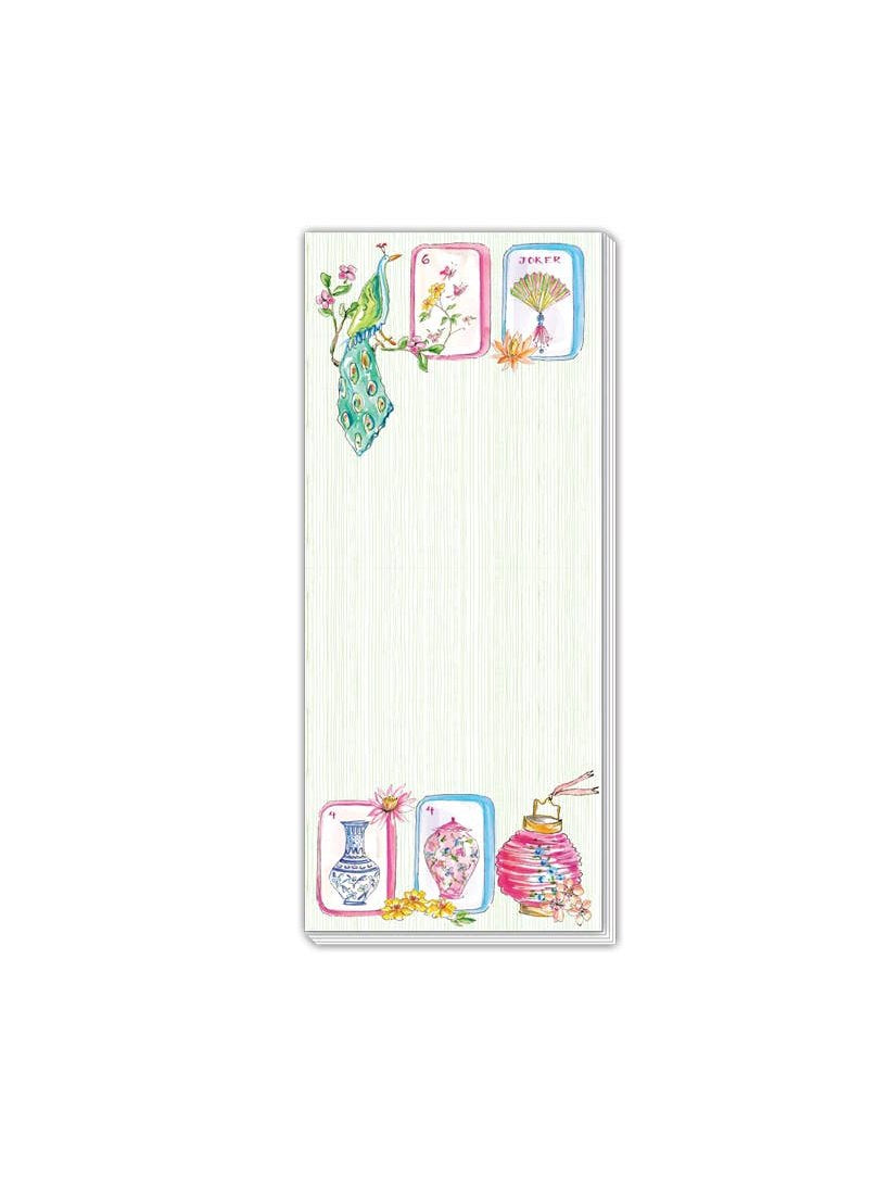 Mahjong Tiles Bird Lantern Green Background Skinny Pad