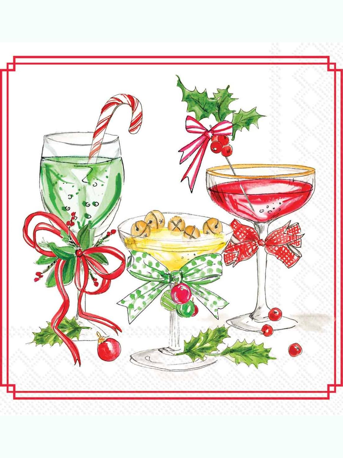 Paper Cocktail Napkins 20 Ct Candy Canes & Cocktails