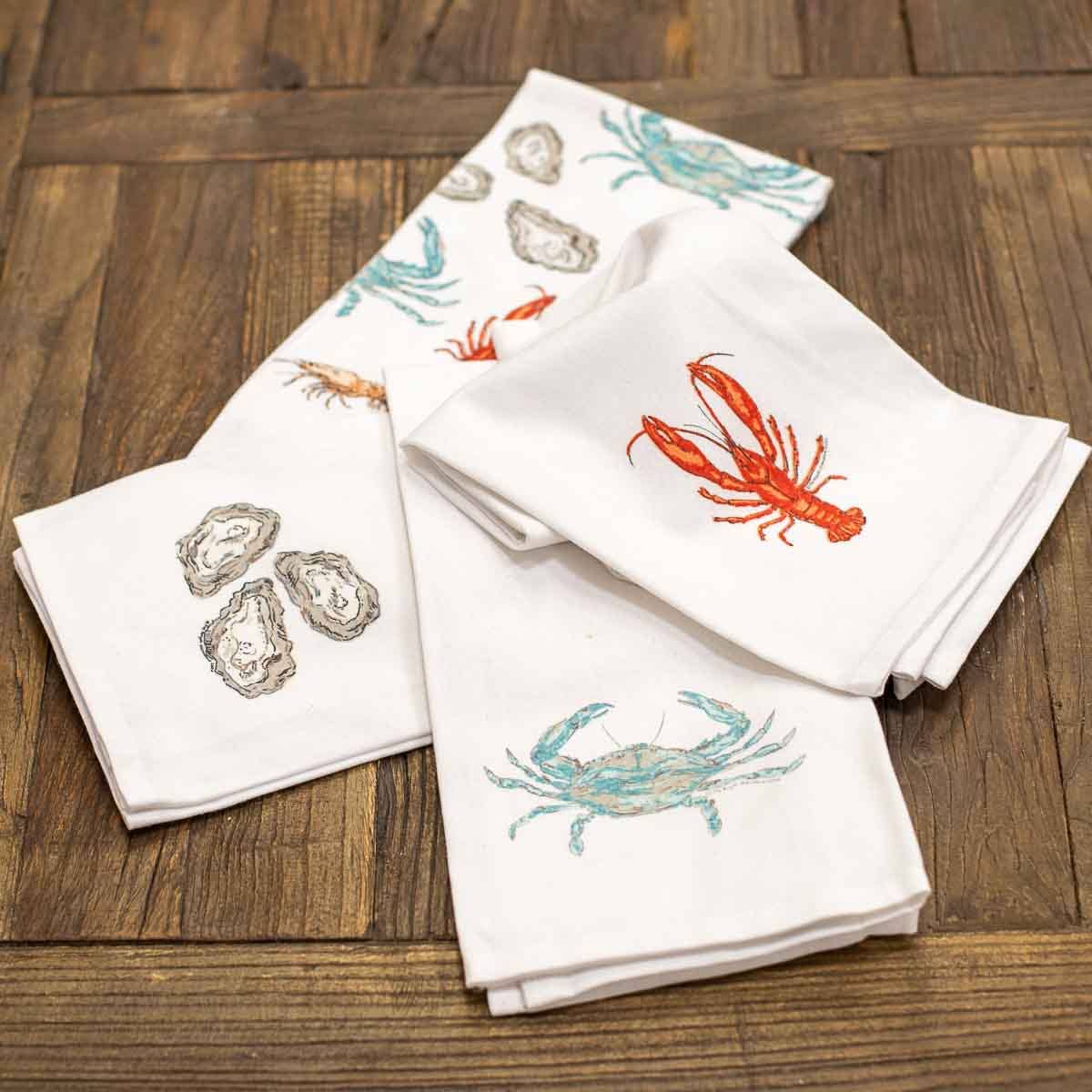 Oysters Hand Towel White/Gray 20x28