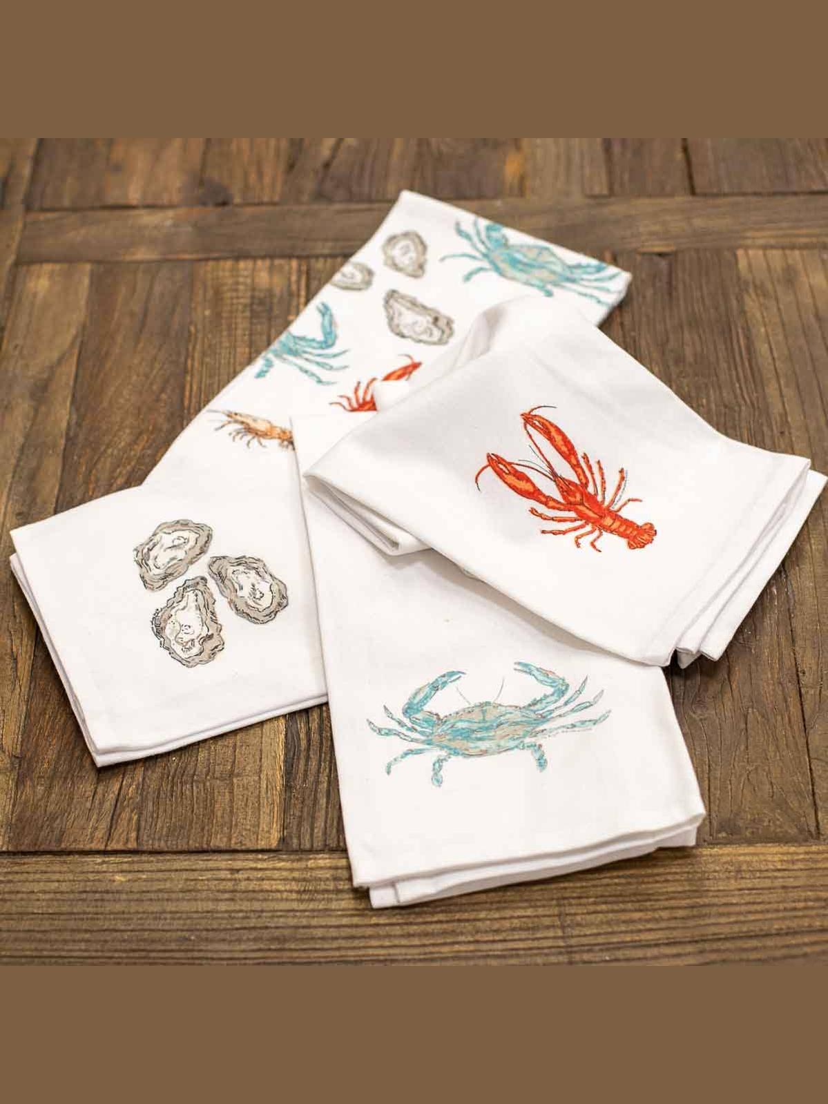 Oysters Hand Towel White/Gray 20x28