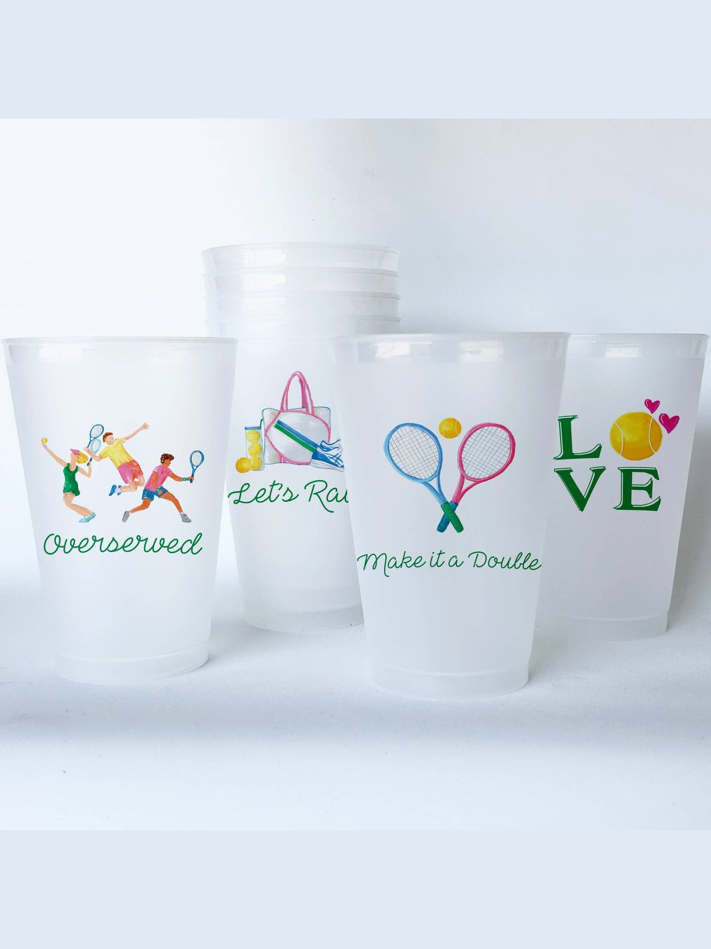 Tennis Shatterproof 20 oz Plastic Cups; set of 8