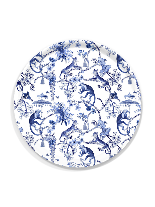 It’s a Jungle Out There Tray – Blue & White Chinoiserie Tray