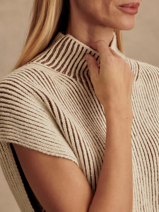 Lauren Pleated Knit Tank - Cocoa Dust